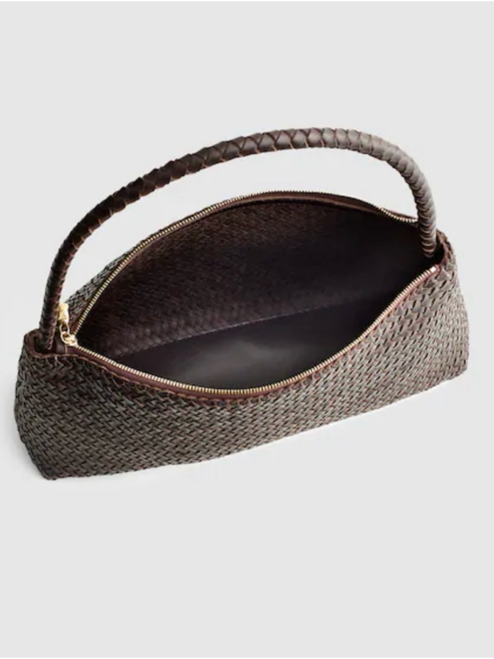 NWT Madewell The Signature Woven Zip Top Shoulder Bag  coffee bean NEW - Picture 2 of 2